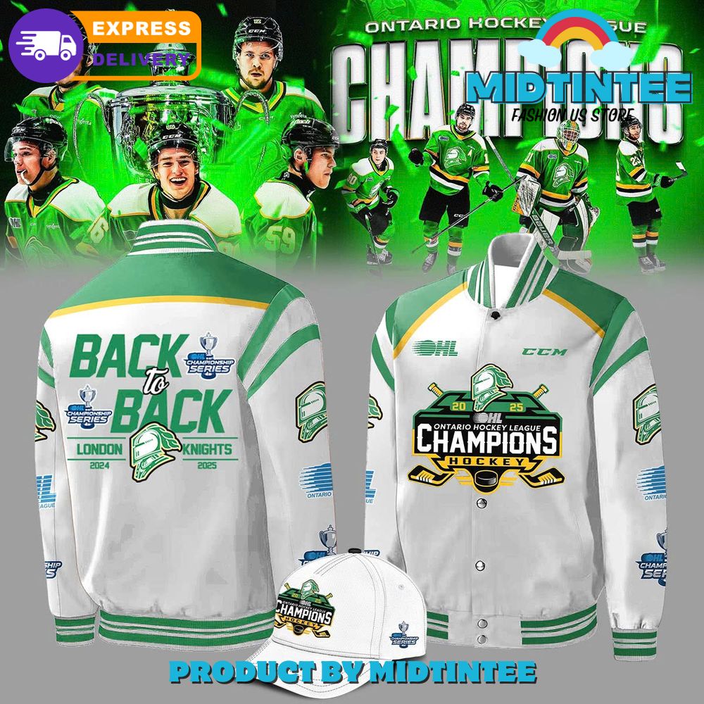 London Knights OHL Back to Back Champions 2025 Baseball Jacket
