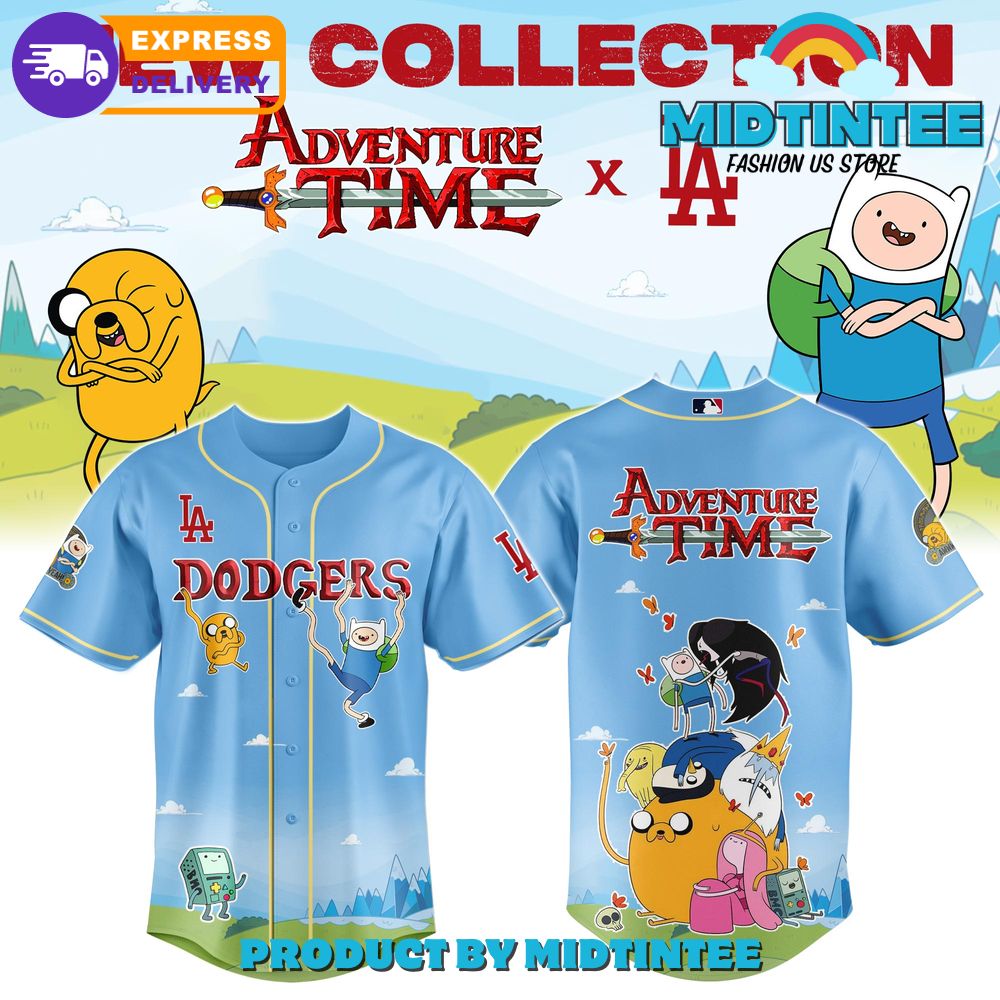 Los Angeles Dodgers x Adventure Time Cartoon Baseball Jersey
