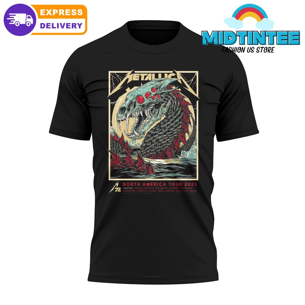 Metallica M72 North America Tour 2025 Skeleton World Shirt