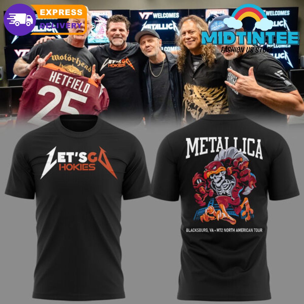 Metallica x Virginia Tech Let Go Hokies Music Concert Shirt