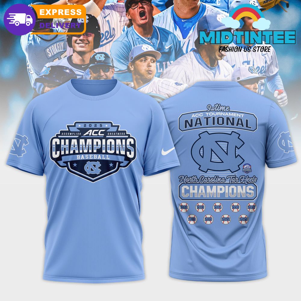 North Carolina Tar Heels 2025 ACC Baseball Conference Tournament Champions Shirt