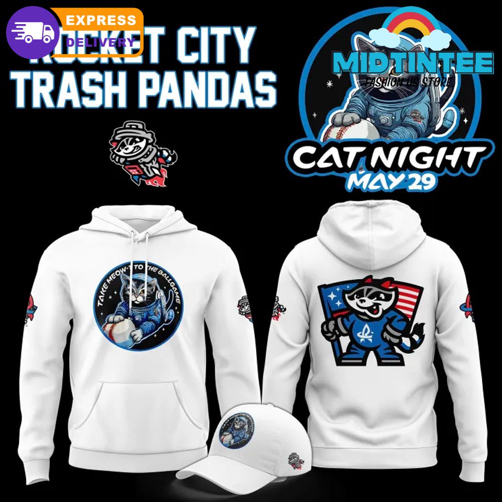 Rocket City Trash Pandas x Cat Night 2025 Hoodie, Cap