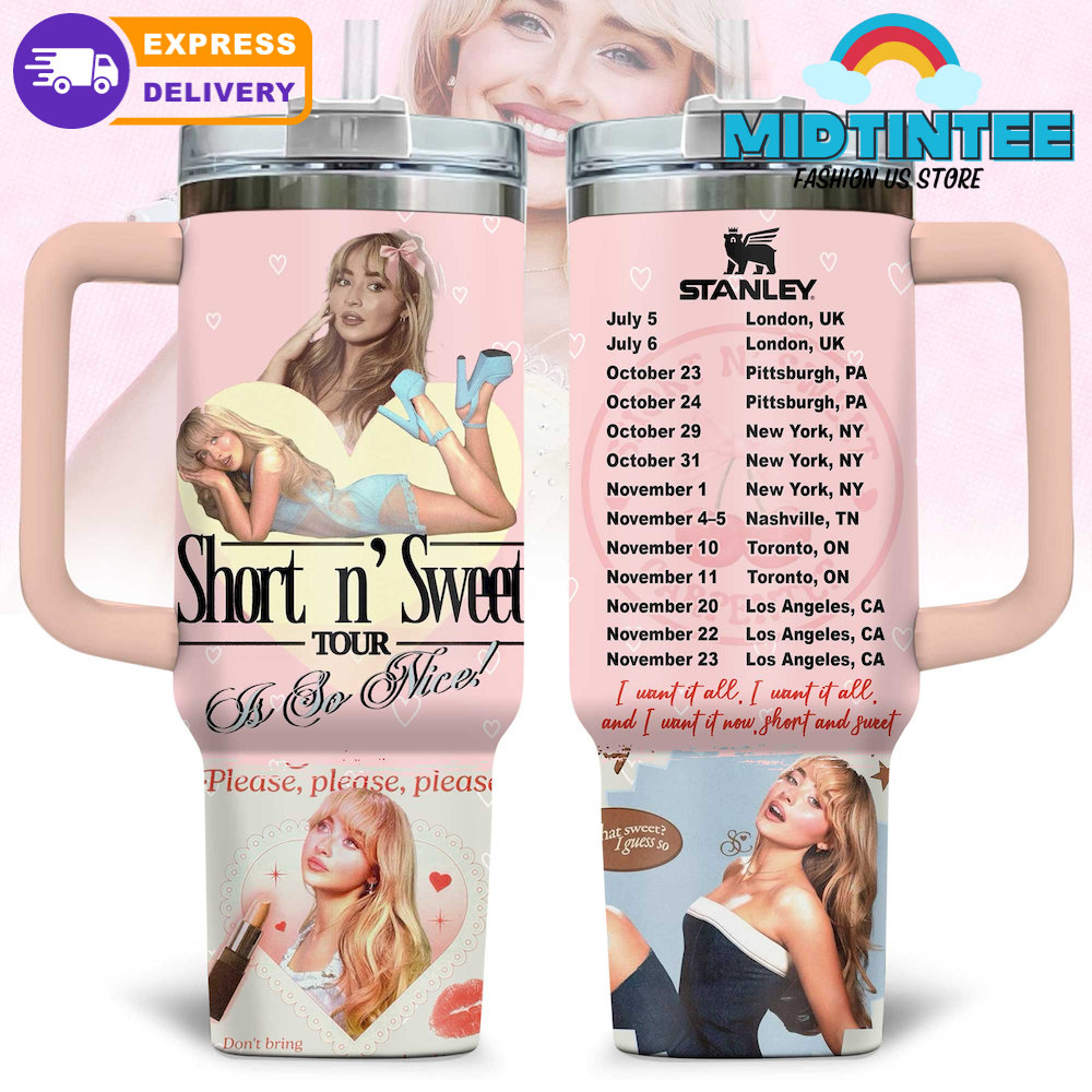 Sabrina Carpenter Short n’ Sweet Tour 2025 Stanley Tumbler