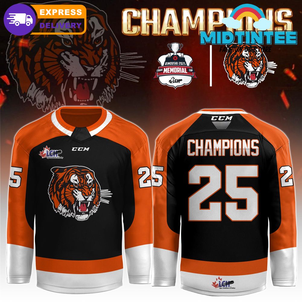 Medicine Hat Tigers Champions Memorial Cup 2025 Hockey Jersey