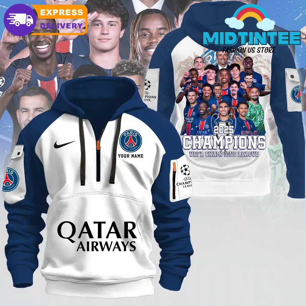 Paris Saint-Germain 2025 Champions UEFA Champions League Quarter Zip Hoodie