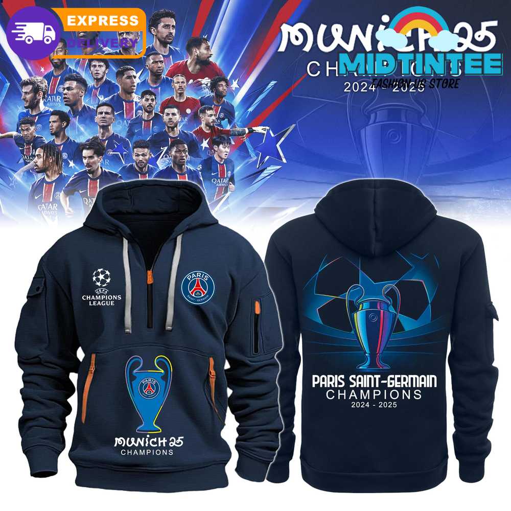 Paris Saint-Germain FC Champions League Winner 2025 Quarter Zip Hoodie