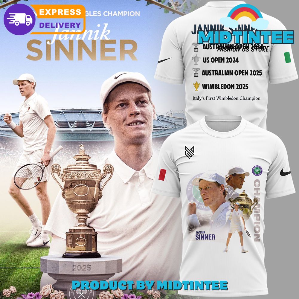 Jannik Sinner Wimbledon Champions 2025 Limited Edition Shirt - Midtintee